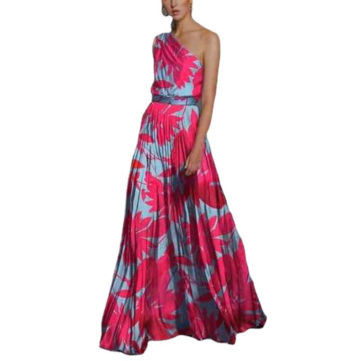 Damen Maxikleid mit asymmetrischem Oberteil und floralem Print Drune