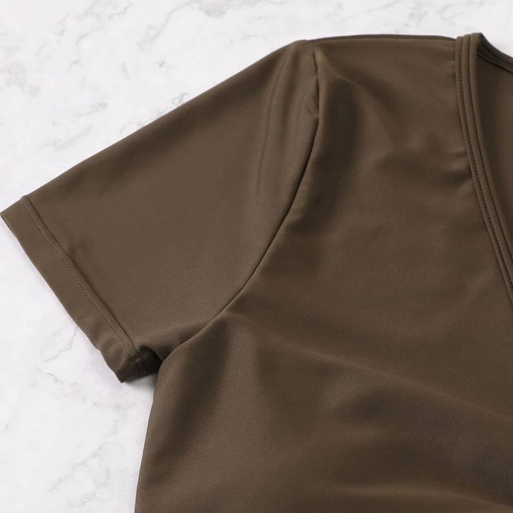 Damen Crop-Top Badeanzug mit verspieltem Wickeldetail Drune