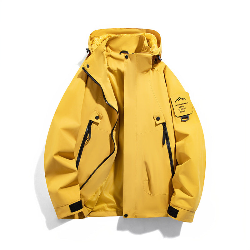 Herren wind- und wasserdichte Functional-Parka mit verschließbaren Zipper-Taschen und verstellbarer Kapuze Drune