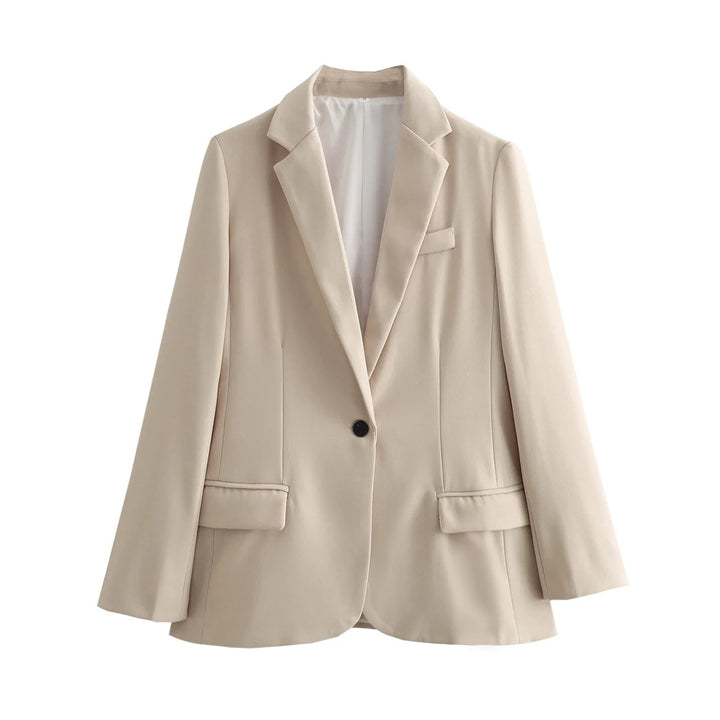 Damen nan taillierter Hahnentritt-Blazer mit Reverskragen, Eingrifftaschen und Ein-Knopf-Verschluss Drune