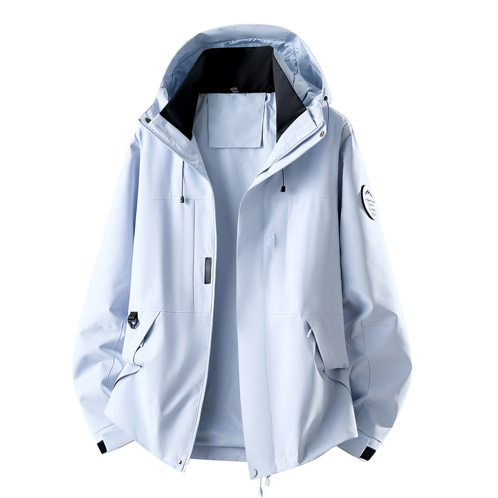 Herren Wasserabweisende Oversize-Outdoorjacke mit Kapuze, atmungsaktivem Softshell & Utility‑Taschen Drune