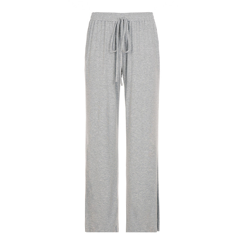 Damen nan weite Sweatpants mit hohem Komfortbund, Kordelzug und aufgesetzten Taschen Drune