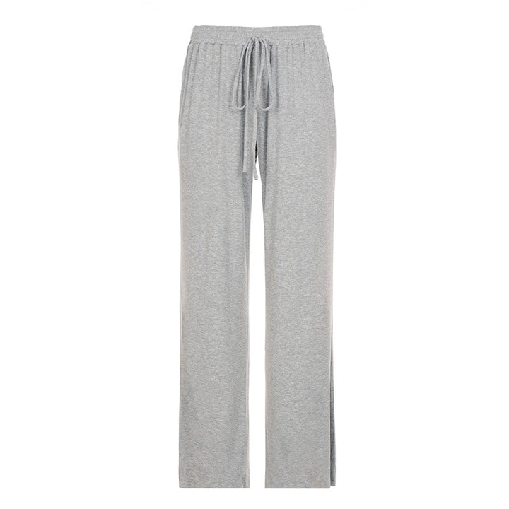 Damen nan weite Sweatpants mit hohem Komfortbund, Kordelzug und aufgesetzten Taschen Drune