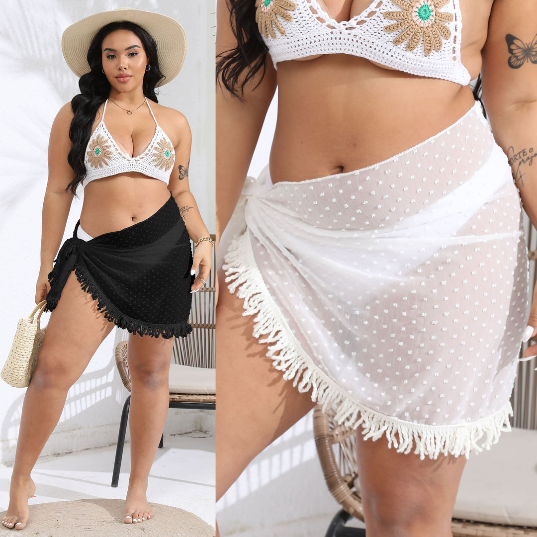 Damen luftiger Strandsarong mit fransigem Saum Drune