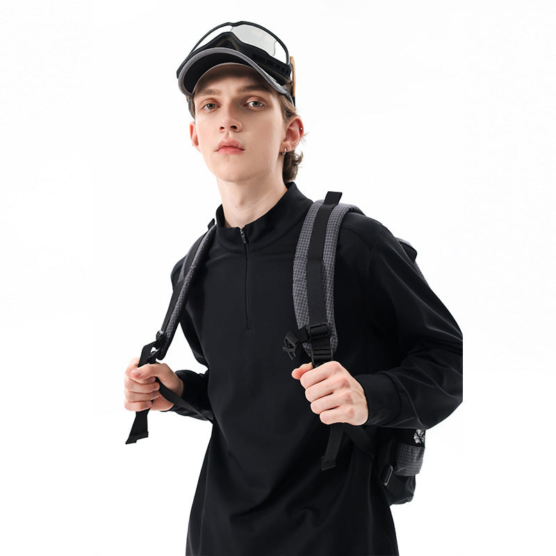 Herren Oversize-Halbzip-Sweatshirt mit Stehkragen, Raglanärmeln und seitlichen Eingrifftaschen Drune