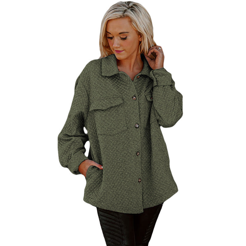 Damen lässige Jacke mit strukturiertem Design und praktischen Taschen Drune