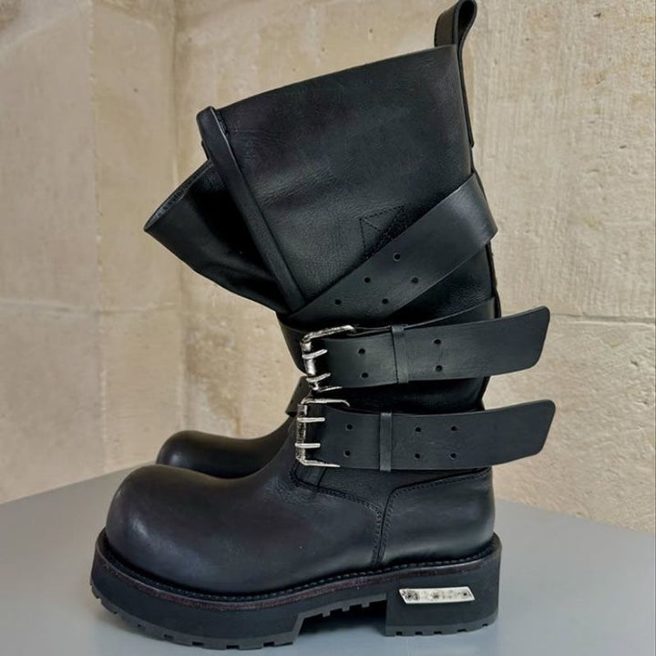 Damen Motocross-Boots mit dreifacher Gurt-Schnallenbefestigung, verstärkter Zehenkappe und robuster Profilsohle Drune