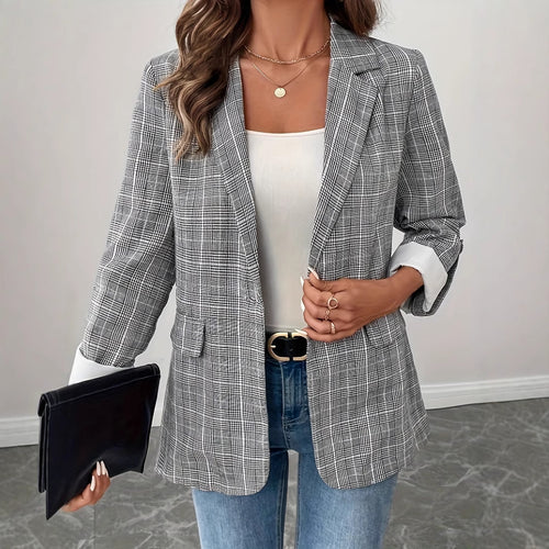 Damen Maßgefertigter Karierter Blazer Drune