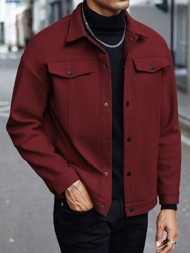 Herren nan Hemdjacke aus Wollmischung mit Druckknöpfen und Pattentaschen Drune