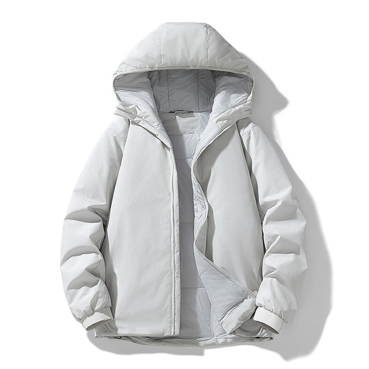 Herren Gefütterte Thermo-Winterjacke mit Kapuze, winddichter Shell und elastischen Bündchen Drune