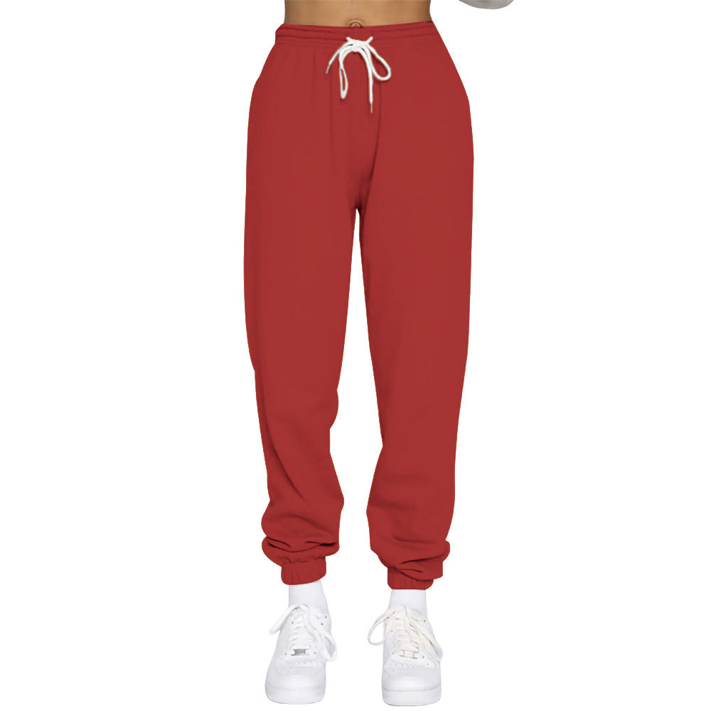 Damen nan High‑Waist Relax-Jogginghose mit elastischem Komfortbund, Kordelzug und gerippten Knöchelbündchen Drune