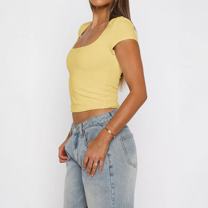 Damen Kurzarm T-Shirt mit quadratischem Ausschnitt Drune