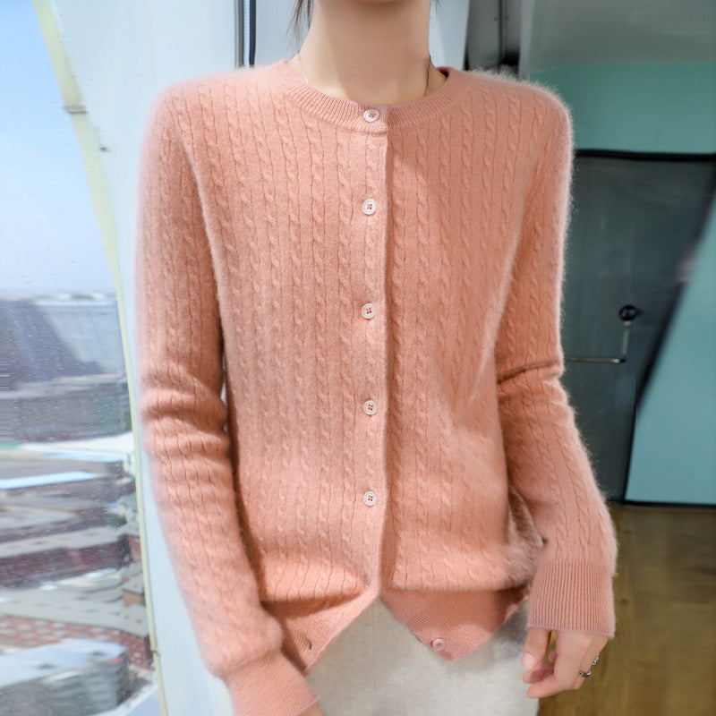 Damen Kurzgeschnitteter Feinstrick-Cardigan mit dezenter Struktur und Rundhalsausschnitt Drune