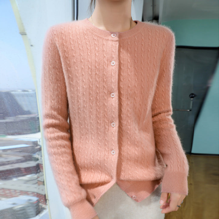Damen Kurzgeschnitteter Feinstrick-Cardigan mit dezenter Struktur und Rundhalsausschnitt Drune