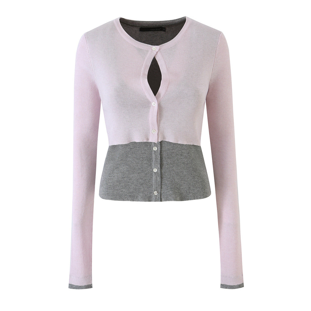 Damen Feinstrick-Bolero mit eingearbeitetem Hemd-Panel und Knopfdetails Drune