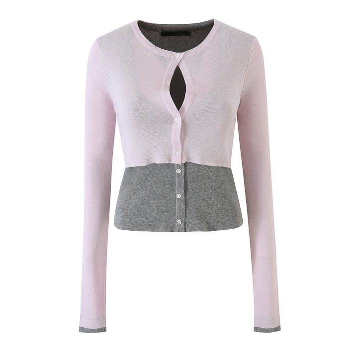 Damen Feinstrick-Bolero mit eingearbeitetem Hemd-Panel und Knopfdetails Drune