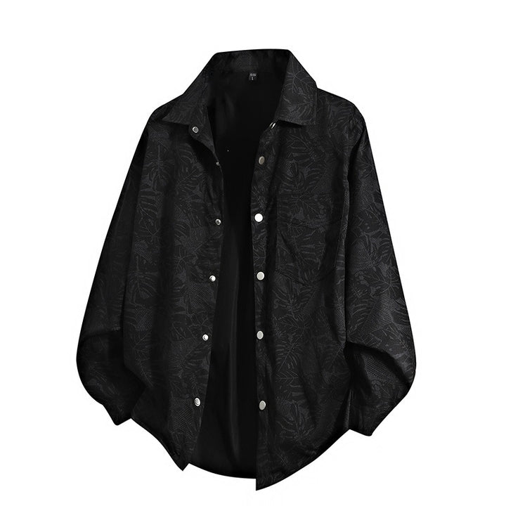 Herren Leichte Overshirt‑Hemdjacke mit botanischem Allover‑Print, Druckknopffront & Brusttasche Drune