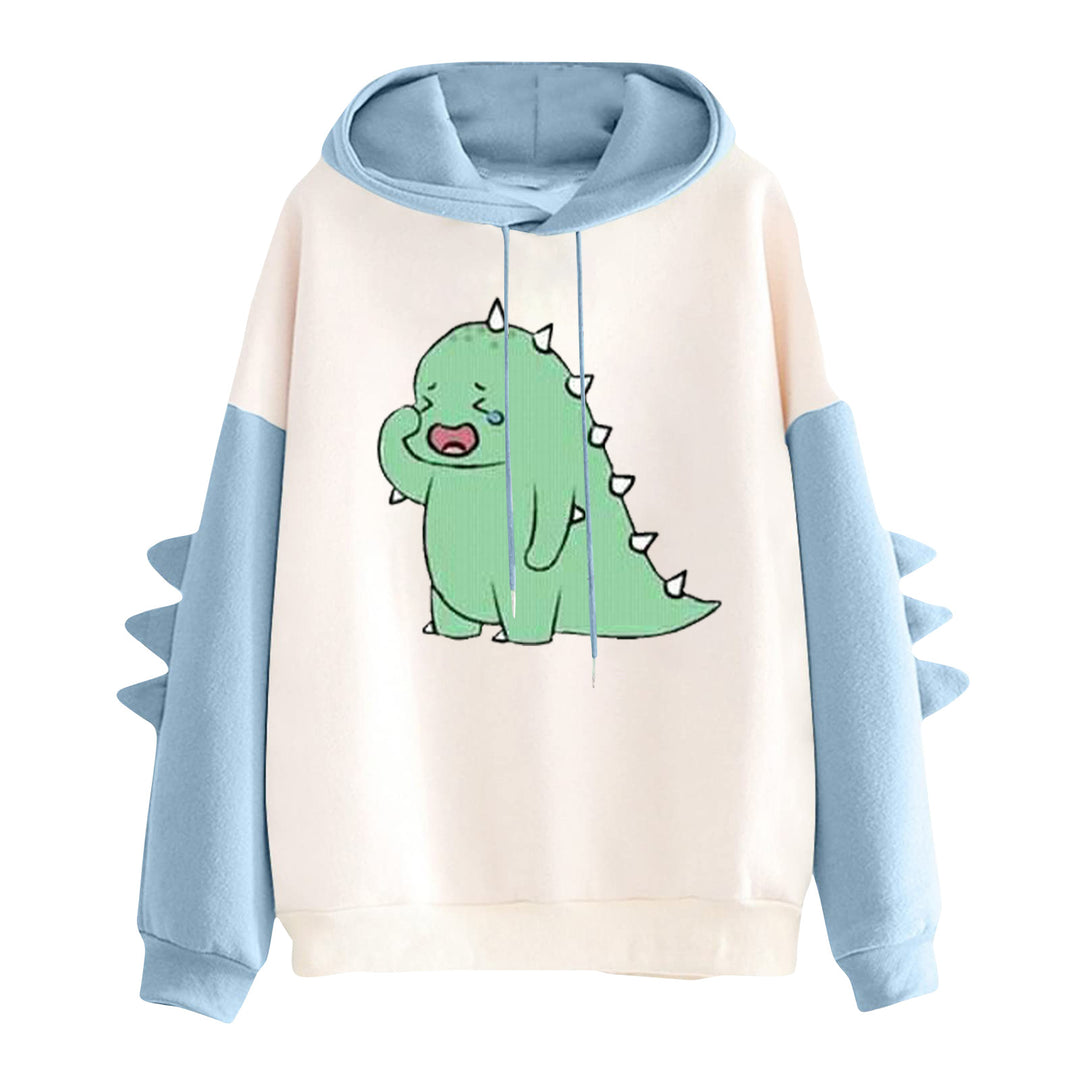 Damen nan Kapuzenpullover mit niedlichem Dinosaurier-Print und dreidimensionalen Ärmeldetails Drune