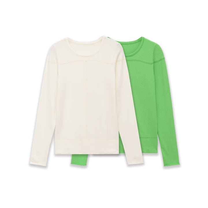 Damen Leichter Feinstrickpullover mit Rundhalsausschnitt und dekorativen Nahtdetails Drune