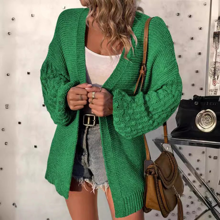 Damen modischer Strickcardigan mit voluminösen Ärmeln und offenem Schnitt Drune