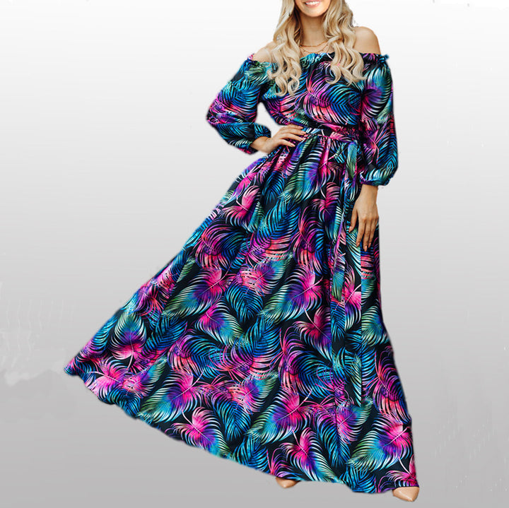 Damen Maxikleid mit off-shoulder Schnitt und floralem Design Drune