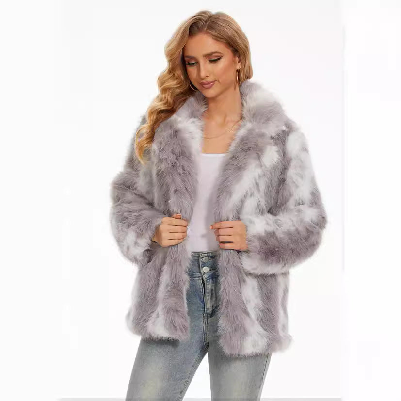 Damen Fuzzy Oversized Jacke Drune
