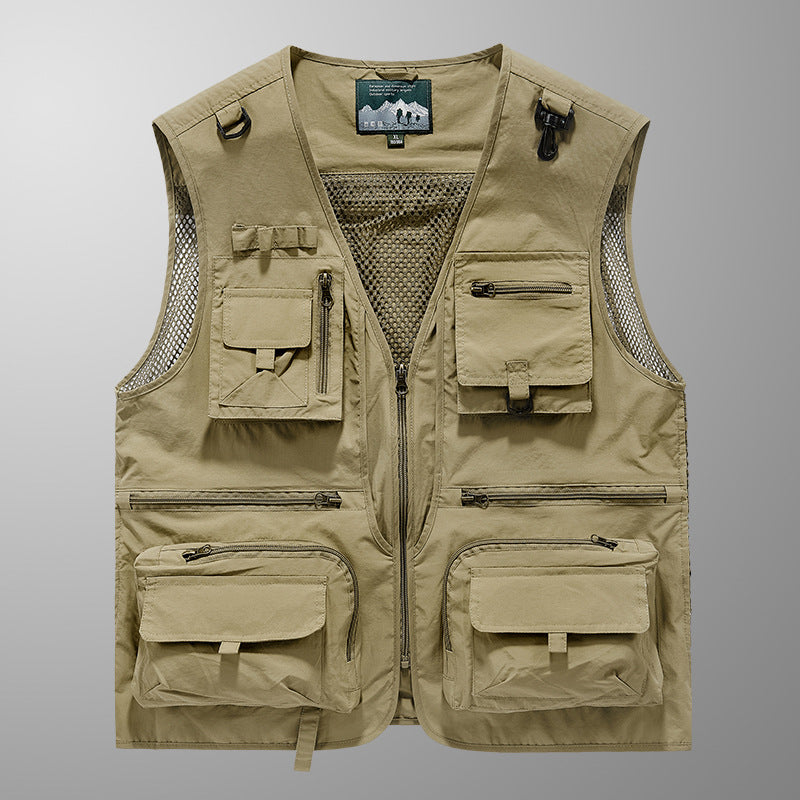 Herren Multifunktionale Outdoorweste mit Mesh‑Belüftung und Mehrfach‑Taschen Drune