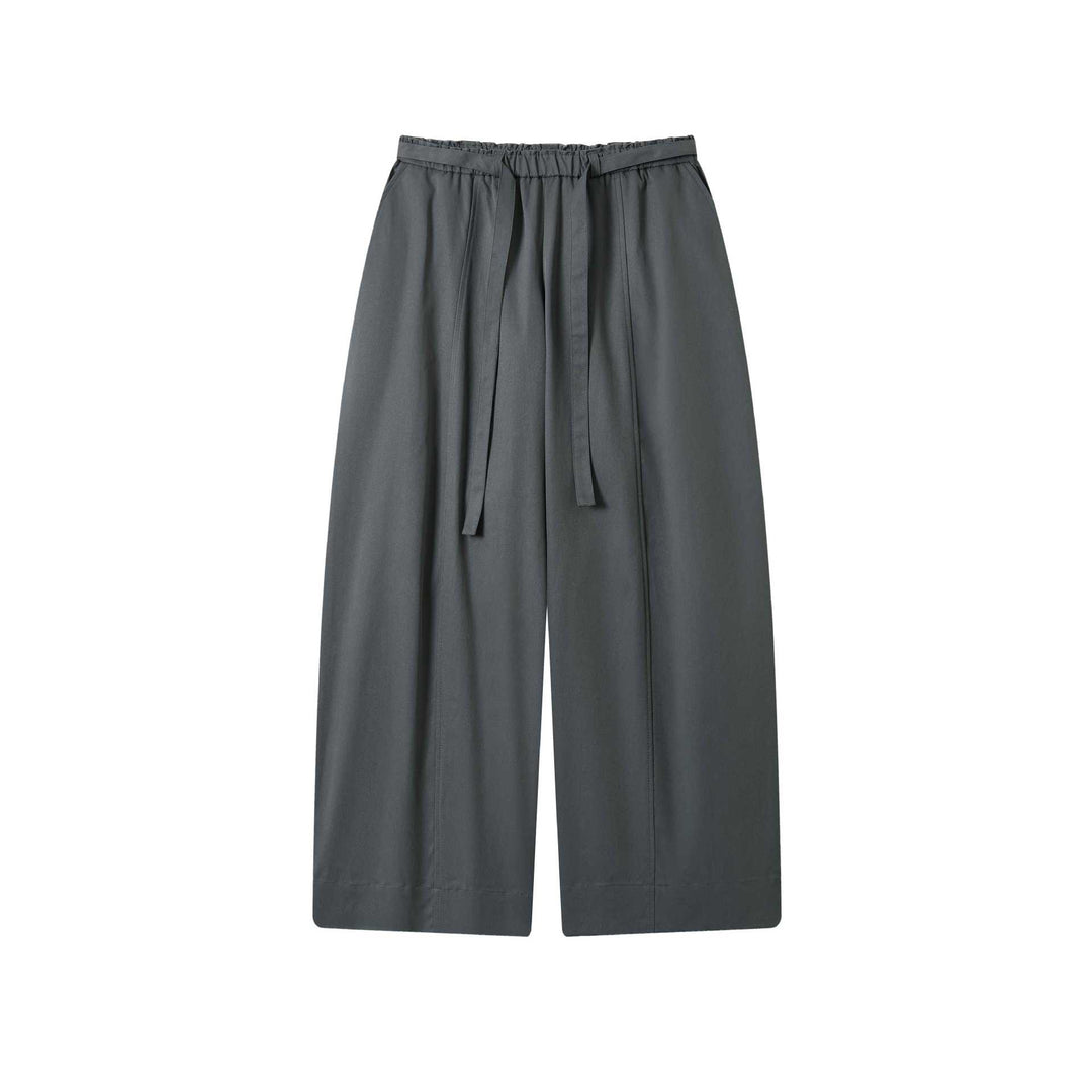 Damen Culotte-Hose mit hoher Taille weitem Bein und Bindegürtel Drune