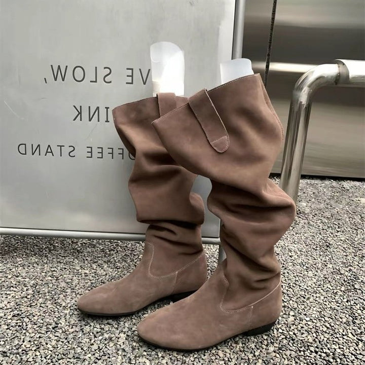 Damen Elegante und bequem sitzende Overkneestiefel Drune