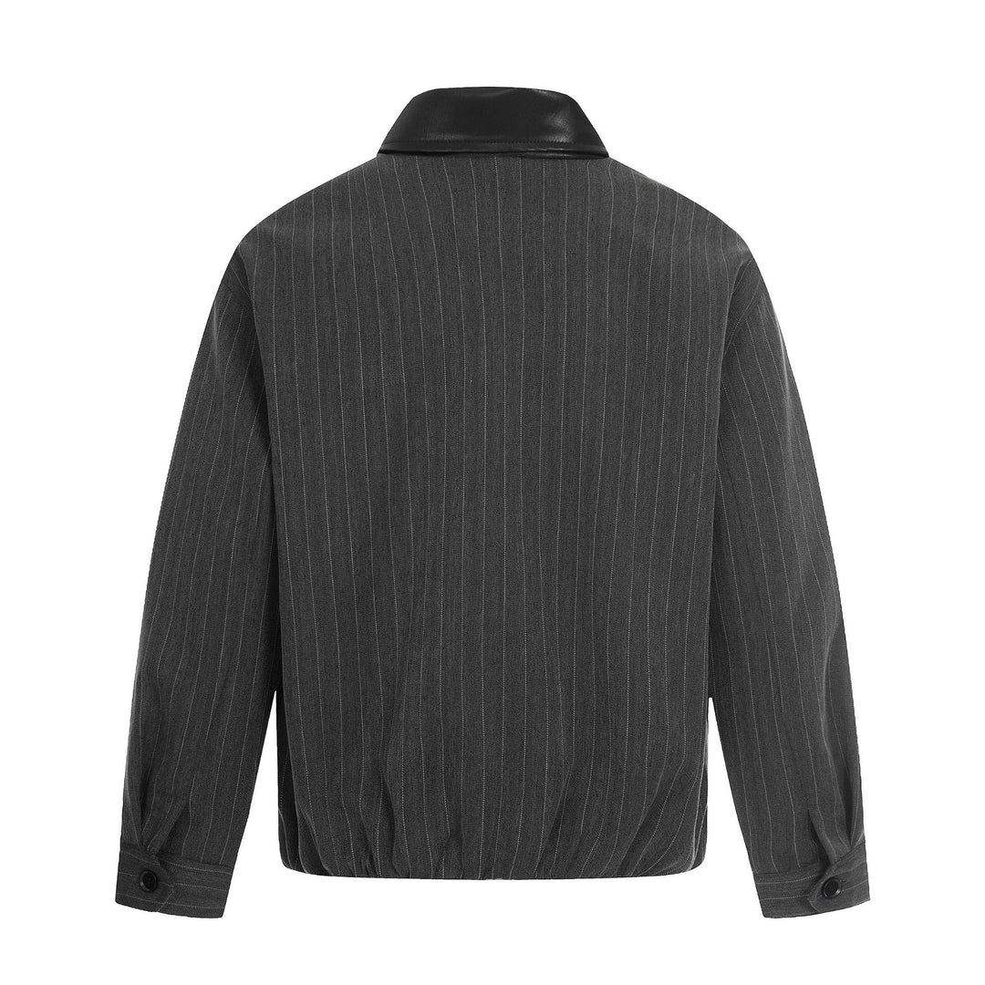 Herren Kurzboxy-Blousonjacke aus Leinenoptik mit Lederkragen Drune