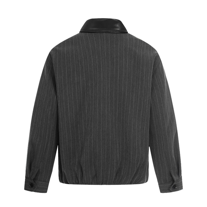 Herren Kurzboxy-Blousonjacke aus Leinenoptik mit Lederkragen Drune