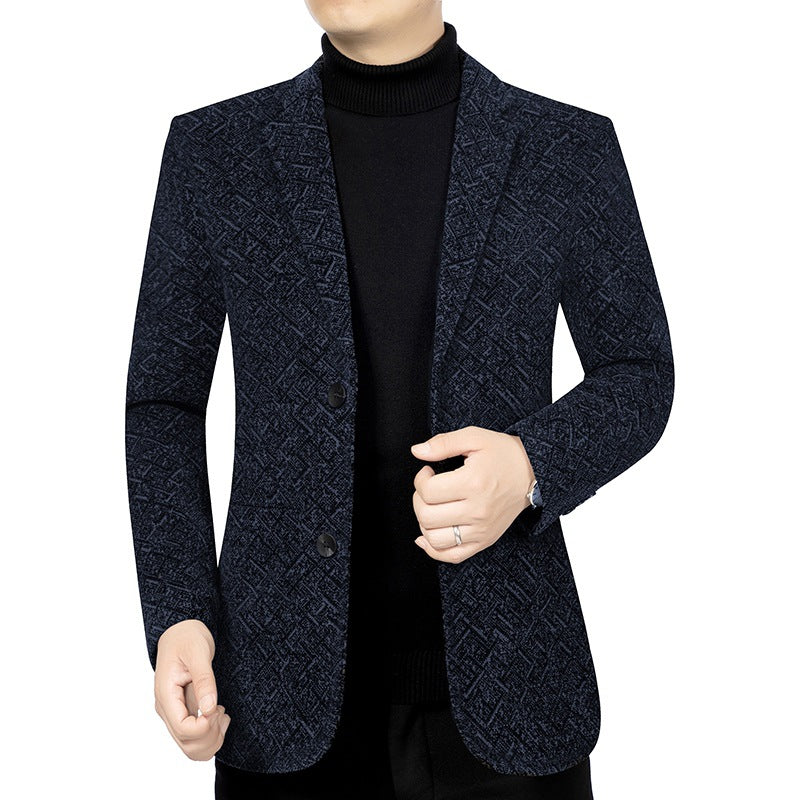 Herren Jacquard-Sakko im City-Stil aus Wollmix, unstrukturiert und halbgefüttert Drune