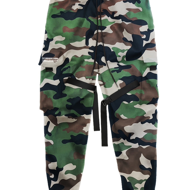 Herren Utility‑Cargo‑Jogginghose mit elastischem Bund, verstellbaren Beinriemen & Multifachtaschen Drune