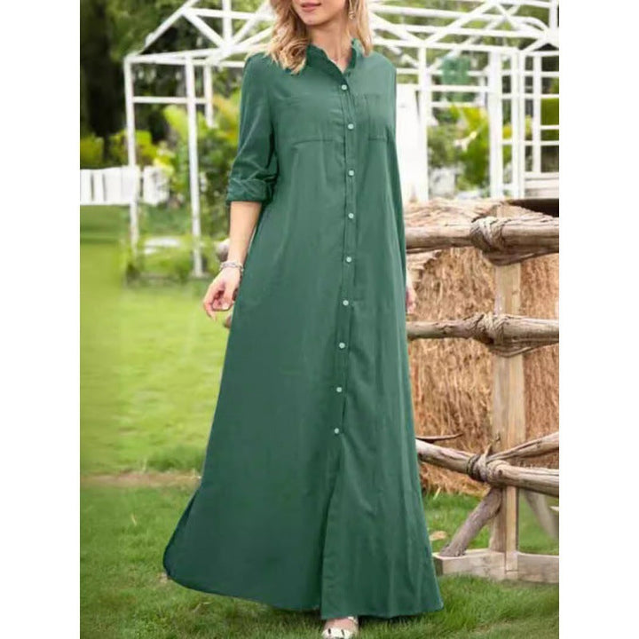 Damen Langarmhemdkleid mit Knopfdetails und raffiniertem Schnitt Drune