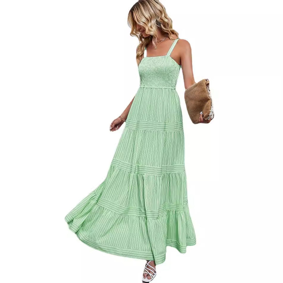 Damen Sommermaxikleid mit gerafftem Oberteil und asymmetrischem Saum Drune