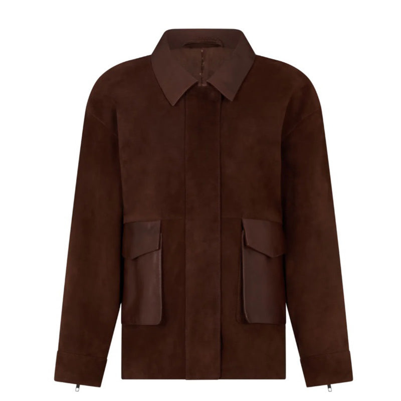 Damen Lederjacke im modernen Utility-Stil Drune