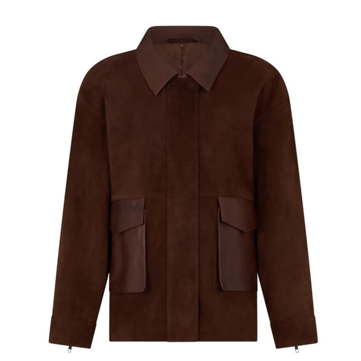 Damen Lederjacke im modernen Utility-Stil Drune