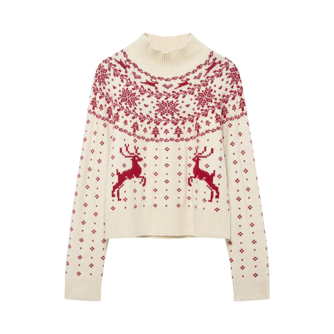 Damen nan weicher Norweger-Feinstrick-Pullover mit hohem Rollkragen und gestepptem Fair‑Isle-Motiv Drune