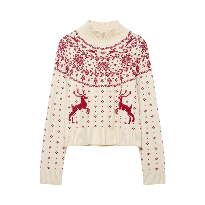 Damen nan weicher Norweger-Feinstrick-Pullover mit hohem Rollkragen und gestepptem Fair‑Isle-Motiv Drune