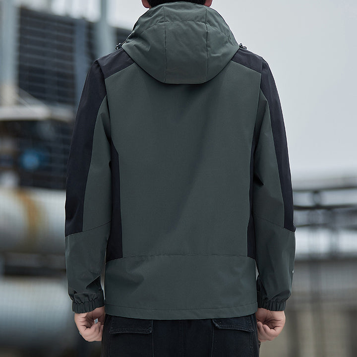 Herren Leichte wind- und wasserabweisende Kapuzenjacke im sportlichen Utility‑Style Drune