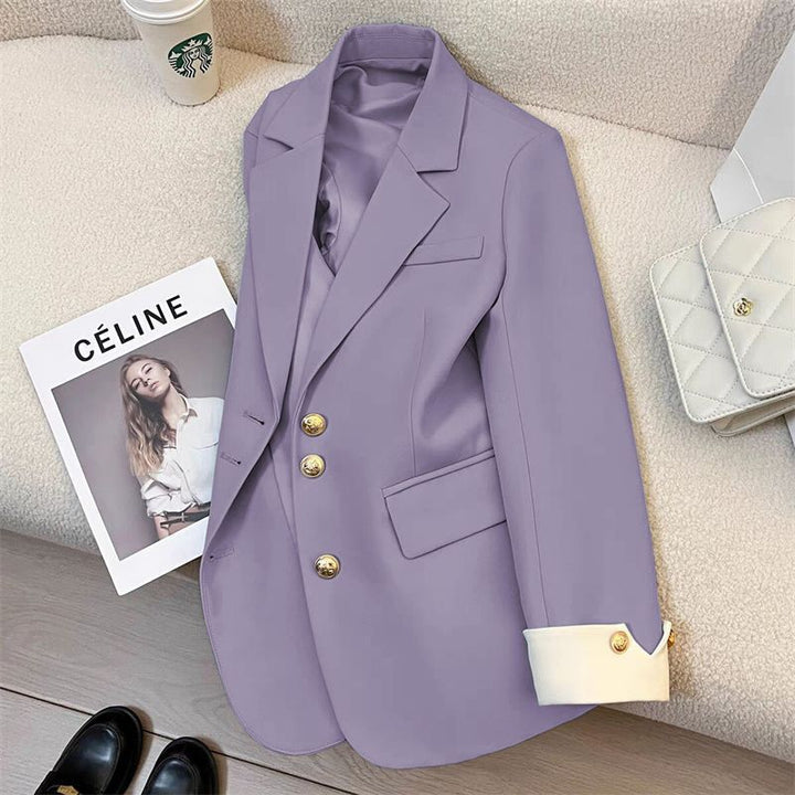 Damen Eleganter Blazer mit goldenen Knöpfen Drune