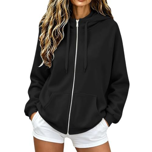 Damen Oversize-Zip-Hoodie aus Microfleece mit Kängurutaschen Drune