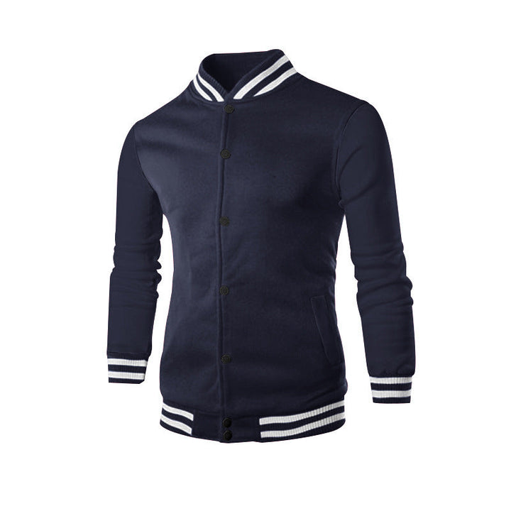 Herren nan College-Strickjacke im Retro-Look mit Rippkragen, Druckknopfverschluss und Eingrifftaschen Drune