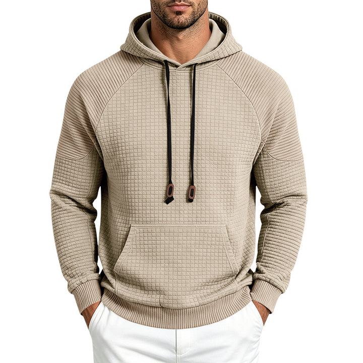 Herren Sportlicher Kapuzenpullover mit Waffelstruktur, Raglanärmeln und Kängurutasche Drune