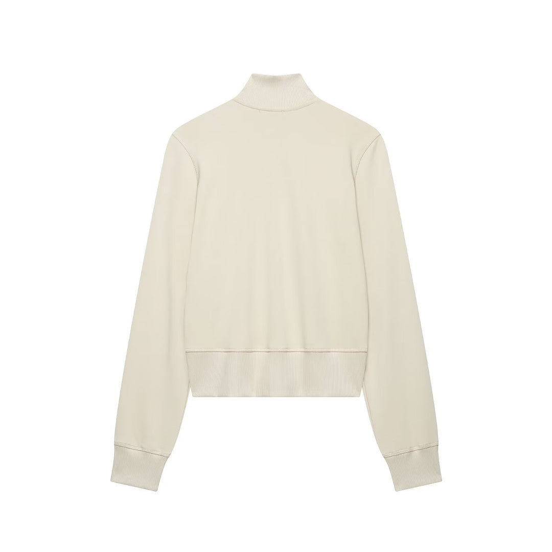 Damen Kurzgeschnittene Sweatjacke mit Stehkragen und militärisch inspirierten Zierkordeln Drune