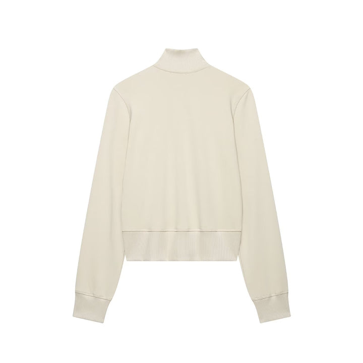Damen Kurzgeschnittene Sweatjacke mit Stehkragen und militärisch inspirierten Zierkordeln Drune