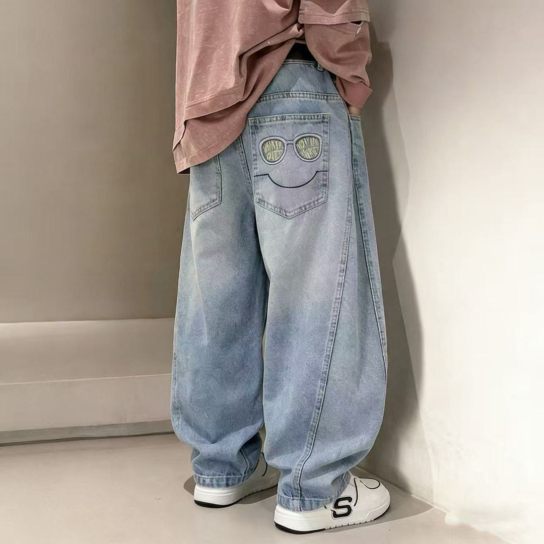 Unisex lässige Jeans mit Smileydruck Drune