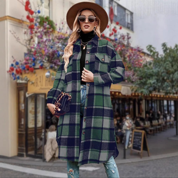 Damen Lässige Karierte Oversized-Hemdjacke Drune