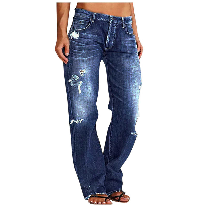 Damen nan weite zerrissene Jeans mit hoher Taille Relaxed Fit und ausgefranstem Saum Drune