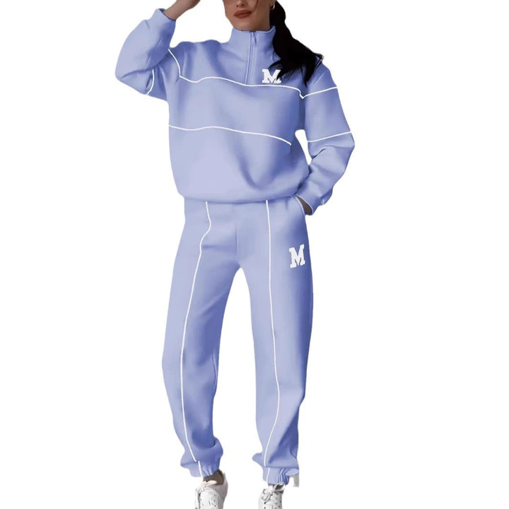 Damen sportliches Fleece-Anzugset mit Stehkragen und praktischen Taschen Drune